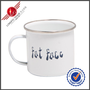 Plain Traditional Wholesale Enamel Cups Mugs with Stainless Steel Rim